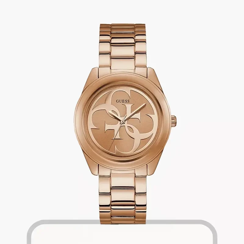 Guess G-Twist Rose Gold Dial Casual Ladies Watch- W1082L3